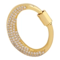 Gold-plated brass screw clasp pendant with micro-pave cubic zirconia for DIY jewelry - Letter O