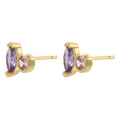 Luxurious gold-tone earrings featuring marquise purple and round pink zirconia stones - Gold Purple Zirconia