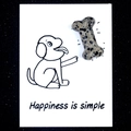 Healing healing natural dalmatian stone dog bone on a simple happiness card - Dalmatian Jasper