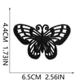 Detailed embroidery view of black and white butterfly patch with 6.5cm x 4.4cm size marks - Black and White Butterfly (W12MZ-093-04)