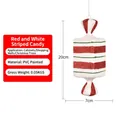 Red and white 20cm PVC striped candy cane ornament with green glitter detail - 20CM Red White Square Candy with Green Stripes