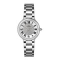Silberne Damen-Edelstahluhr mit römischen Ziffern und Zifferblatt mit Diamantbesatz - Silber