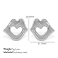 Pendientes minimalistas de plata con forma de labios en acero inoxidable pulido - Acero inoxidable / Plateado