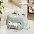 Light green pleated tissue box with silver trim and remote control storage slot - Multi-functional Extra Thick / Luxury Green Gold