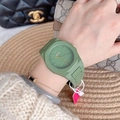 Reloj de cuarzo de lujo en silicona verde para mujer con esfera poligonal e índices oro - Verde