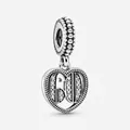 Silver heart pendant with crystal encrusted number 60 for personalized charm necklaces - Number 60 (Heart)
