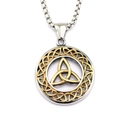 Collar con colgante de nudo celtico vikingo bicolor con símbolo Triquetra central - Solo colgante / Oro y Plata