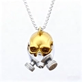Retro stainless steel skull gas mask pendant necklace with gold and silver finish - Pendant with Chain / Gold (D0804)