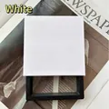 Caja de joyería de película PE blanca con textura de cuero y base negra para exhibición - Blanco/Interior 9x9x2cm/Sin Impresión