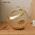 Golden hollow iron coffee capsule storage basket in spherical shape with 20cm width - Flat Bottom: Luxury Gold Basket