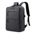 Dark grey business laptop backpack with USB charging port and breathable straps - 1-Piece / Black