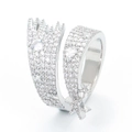Anello aperto ritorto con pavé di zirconi e ciondolo a stella in finitura argento - Taglia Unica(Regolabile) / Platino