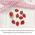Obst 05# Rote Erdbeere Nagelschmuck 8x11mm mit klarer Harztextur im 10er-Pack Set - Rote Erdbeere