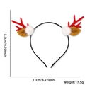 Christmas reindeer antler headband with red horns and size chart on white background - Red Antler White Pom Pom Headband