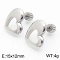 Boucles d'oreilles cœur évidé en acier titane poli argenté de taille 15x12mm - Argent (KE110655-Z)
