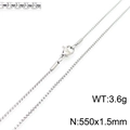 Zilveren roestvrijstalen box ketting met kreeftsluiting en detailinlay, lengte 55 cm - Zilver 1.5mm x 550mm (KN230389-Z)