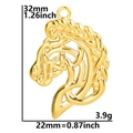 Celtic style gold horse head pendant with dimensions 32x22mm and weight 3.9g - Celtic Horse / Gold