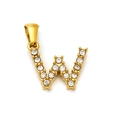 Pendentif en acier inoxydable doré orné de cristaux en forme de lettre W - Lettre W (SP148G-W)