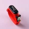 Kids red LED digital sports watch with Minnie Mouse 3D cartoon strap and silicone band - Red Girl Mouse