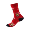 Red cotton crew socks with tiger head pattern and white tigers typography - Red Tiger Tigers