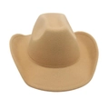 Klassischer khakifarbener Western-Cowboyhut aus Filz mit geschwungener Krempe - Kamelfarben (Ohne Zubehör)