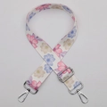 Adjustable floral pattern wide replacement shoulder strap with silver metal hooks - No. 609 Silver Hook