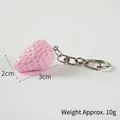 Pink PVC strawberry keychain pendant with lobster clasp and dimensions 3x2cm - Pink Strawberry - Lobster Clasp