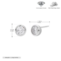 Macro view of 925 sterling silver stud earrings with 5A grade round zircon details - Large Style/White Gold Plated (5MM)