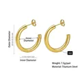 Golden 20mm titanium steel C-hoop earrings featuring a thick 4.0mm minimalist design - Pin Style Gold Outer Diameter 20mm