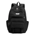 Schwarzer Schülerrucksack mit großem Fassungsvermögen und modischem Textil-Etikett - Einheitsgröße / Schwarz