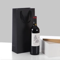 Minimalist black matte thick paper wine gift bag with matching rope handles for single bottle - Double Bottle (17x35x9cm) / Black