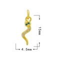 18K gold-plated snake charm with blue eyes and clear crystals, 15mm height detail - Blue Eye Snake / Gold - Snake 524
