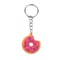 Cartoon Donut Schlüsselanhänger mit rosa Glasur und bunten Streuseln an Metallring - Stil ttq-5