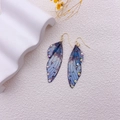 S925 silver wing earrings with blue purple gradient wings and iridescent rhinestones - Blue Rhinestone Gold Hook