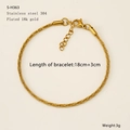 Minimalistische 18K vergulde roestvrijstalen kettingarmband met verstelbare sluiting - Eenvoudige Fijne Ketting (S-H363)
