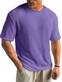 Paars heren T-shirt met korte mouwen van wafelgebreide stof en ronde hals - S / Tops / Paars