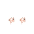 Elegant S925 sterling silver lightning bolt stud earrings in a warm rose gold finish - Flash Style (RHE594R)