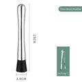 25cm stainless steel cocktail muddler with ergonomic handle and black textured mash head - 25cm Thick Waist + Ice Clamp---hot Item With Direct Price Reduction