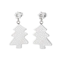Pendientes de árbol de Navidad plateados con diamantes de imitación y estrella - Árbol de Navidad Color Acero (KE46700-K)