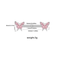 Piercing de téton papillon rose pailleté en acier inoxydable avec dimensions détaillées - Papillon Rose Pailleté