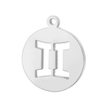 Silver Gemini zodiac pendant with roman numeral II cutout in a minimalist metal design - Steel Color Gemini (KLJ4467-Z)