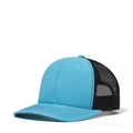 Sky blue and black trucker hat with breathable mesh back and curved brim design - Adjustable / Columbia Blue + Black Mesh
