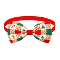 Nœud papillon de Noël pour animaux avec motifs bonhomme de pain d'épice et sapins - Imprimé Mixte de Noël-Sangle Rouge