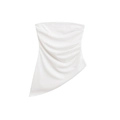 White strapless tube top with ruched details and an asymmetrical hem for women - White