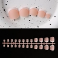 Matte nude and white French tip press-on toe nails in various sizes for a natural look - French White Tip Toe Nails Matte (TN-MP03)