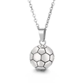 Collier avec pendentif ballon de foot en acier inoxydable poli sur fond blanc épuré - Pendentif Football Argent 17mm (Sans Chaîne) (KP100640)
