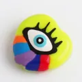 Heart-shaped evil eye pendant featuring multi-colored resin stripes for DIY jewelry making - Yellow/Colorful Heart Eye (M654238D1-Yellow)