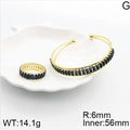 Conjunto de brazalete y anillo dorados con piedras azul zafiro en bandeja de concha - Dorado-Azul