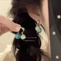 Elegant double bead fish earrings featuring blue and green stones on a silver-tone stud - 3# Double Bead Style - Silver Stud / Blue-Light Green