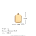 Bordered Rectangular Tag Small Pendant - Gold